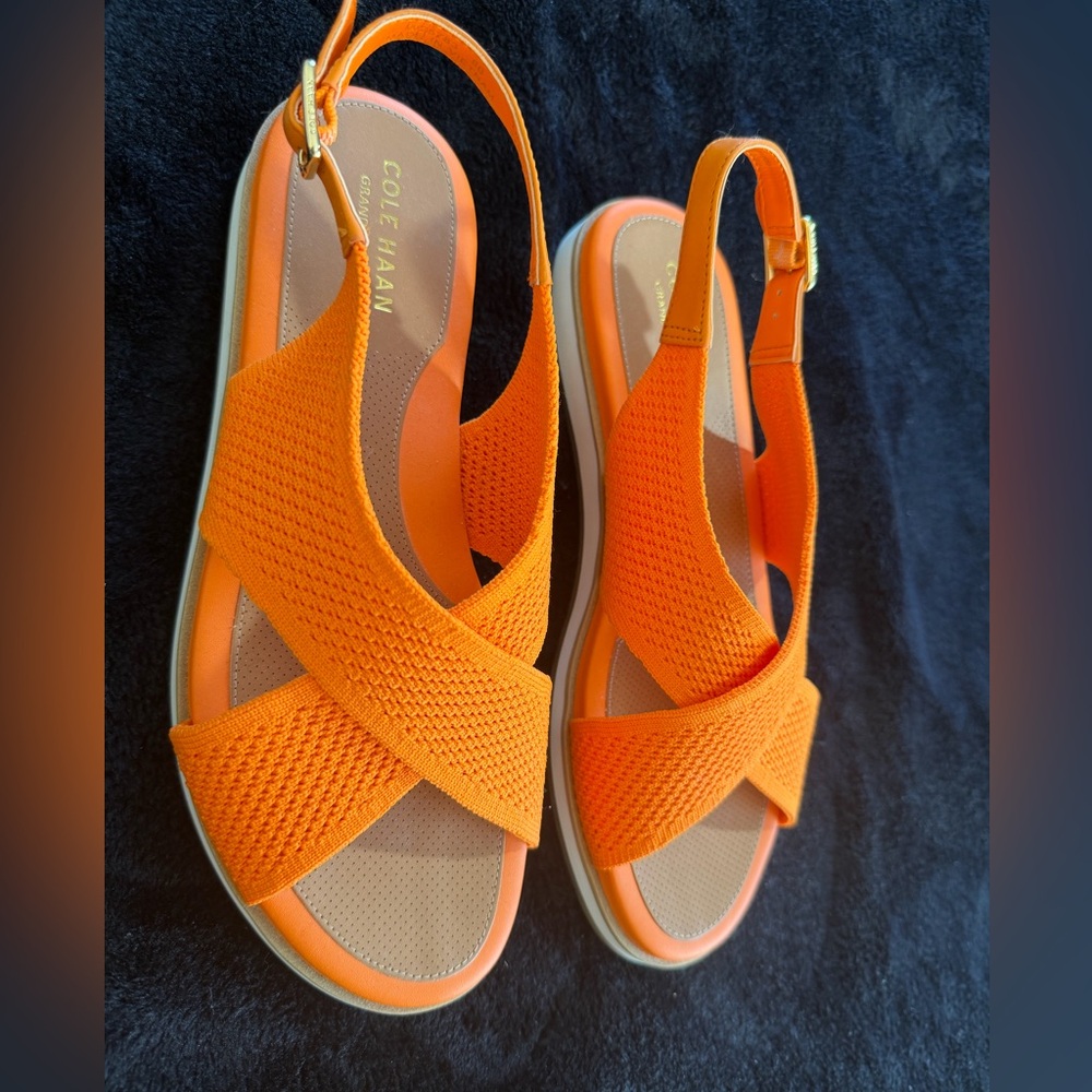 Cole Haan Sandals Orange Mikaela Stitchlite size 8 NWOT - Picture 6 of 11